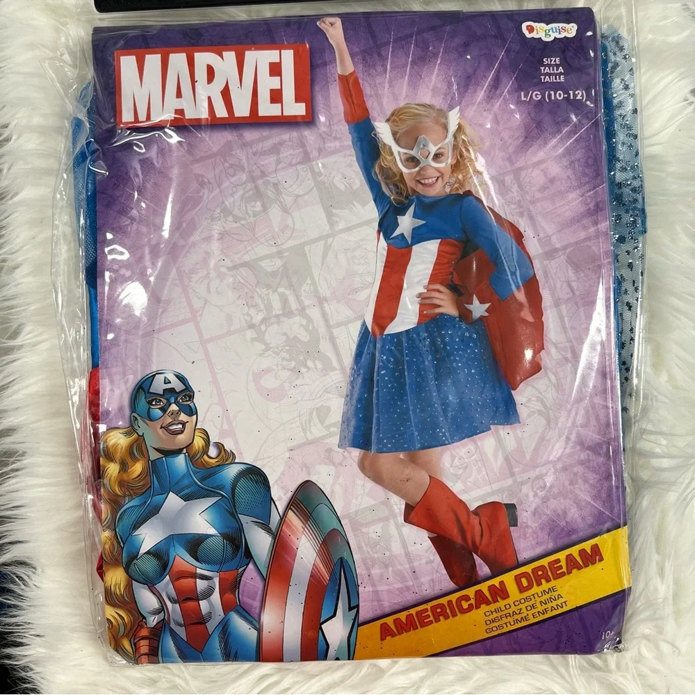 Marvel American Dream captain america Kids Costume - Red Blue White NEW L 10-12